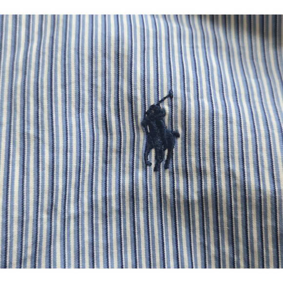 Polo Ralph Lauren Mens Striped Blue Button Down Shirt 17 1/2 Classic Fit - Picture 3 of 5
